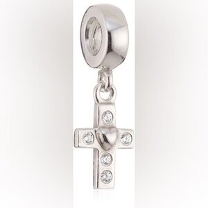 Genuine Retired PANDORA CZ Cross Dangle Charm, 925 Sterling Silver